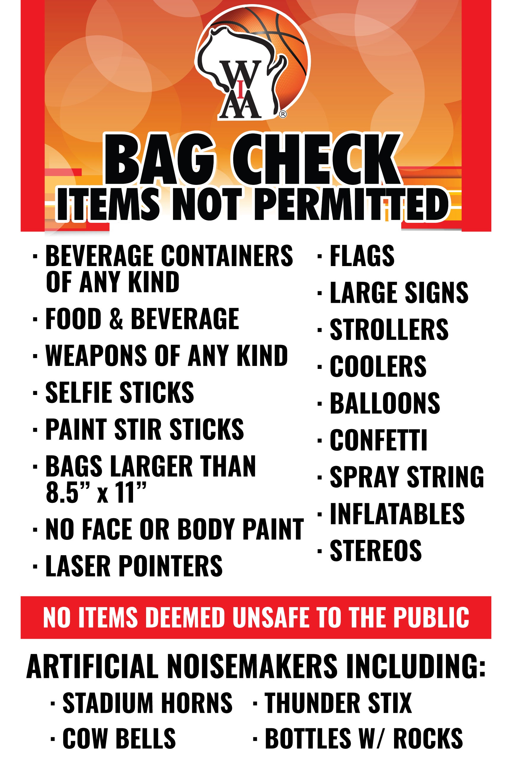 2025 WIAA Basketball Bag Check Policy